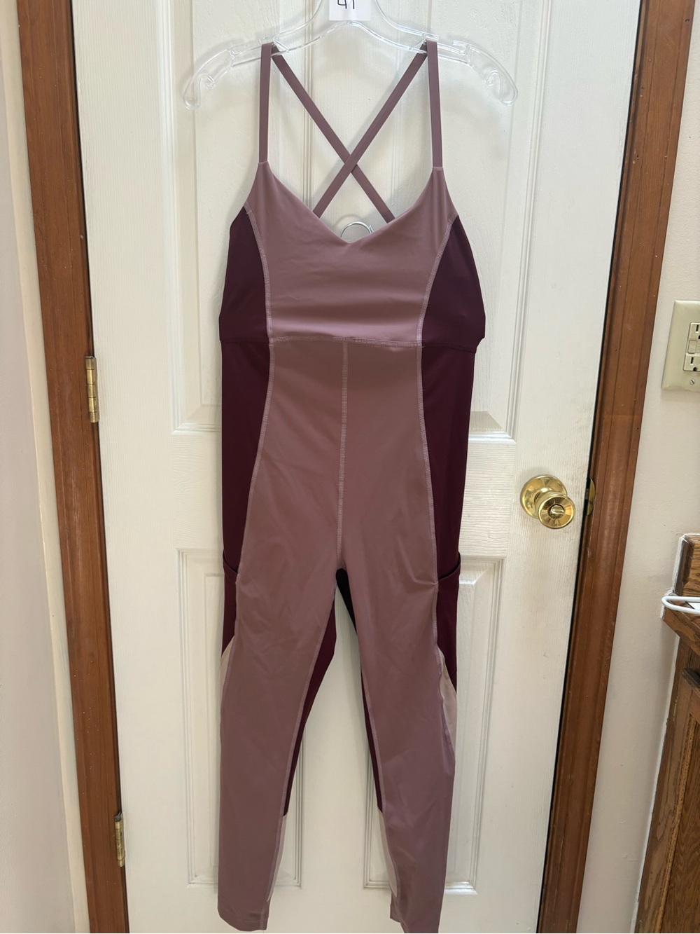 Outdoor Voices Mauve & Wine Strappy Colorblock Jumpsuit
